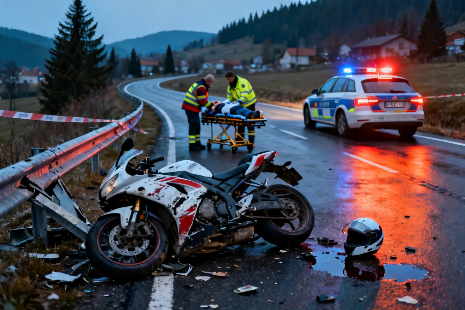 Wypadek DK28 Sucha Beskidzka Zebrzyce — ranny po zderzeniu z motocyklem