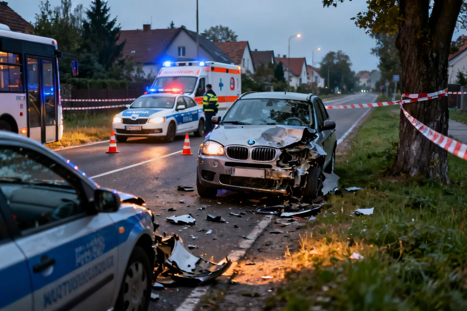 Wypadek Smardzowice: zderzenie Fiata i BMW, droga zablokowana